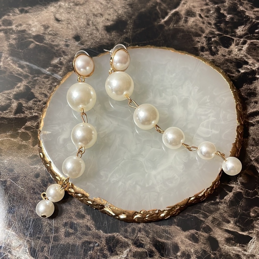 Elegant Pearl Drop Earrings - Picture 9 of 16